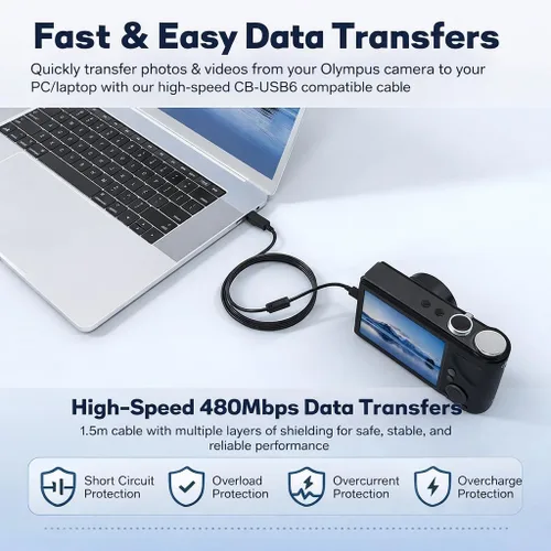 Vista 4 de Master Cables Olympus CB-USB5 CB-USB6 CB-USB8 Cable de carga y transferencia de datos USB para cámaras Olympus Tough TG Series, Stylus, FE, SZ, SH