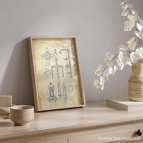 Vista 5 de Inspirational Wall Art Co. - Válvula de ducha - Herramientas de fontanería para soldar, tubos de fontanero, carteles de patente vintage, impresión
