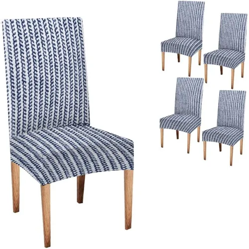 Vista 7 de TOMWISH Juego de 2 fundas para sillas de comedor, color turquesa y gris, fundas elásticas para sillas Parsons, de elastano, lavables, protectores