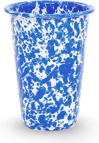 Vista 10 de Vaso esmaltado, 14 onzas, salpicadura negra/blanca (individual)