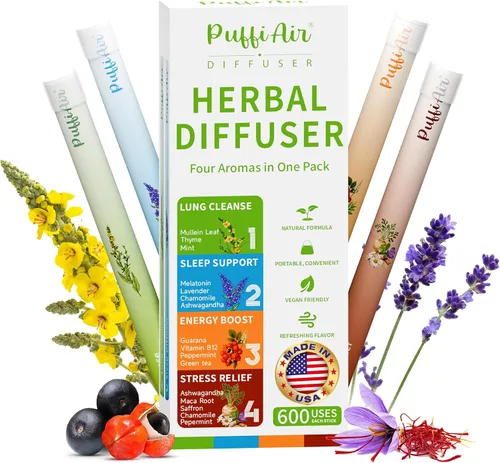 Vista 19 de Pluma de ansiedad herbal, difusor de melatonina con lavanda, manzanilla y ashwagandha para apoyo al sueño y alivio del estrés, 600 usos