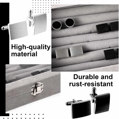 Vista 3 de Quelay La caja de gemelos para hombre incluye 412 pares de gemelos, vitrina de joyería con hebilla de metal para hombres, regalo de boda y negocios