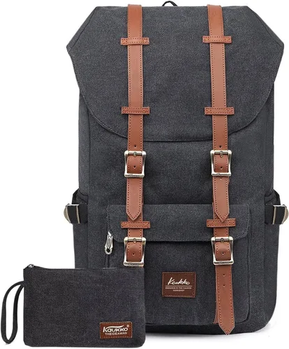 Vista 10 de KAUKKO Mochila de viaje para laptop, mochila al aire libre, mochila causal para 15.6 pulgadas (nailon negro)