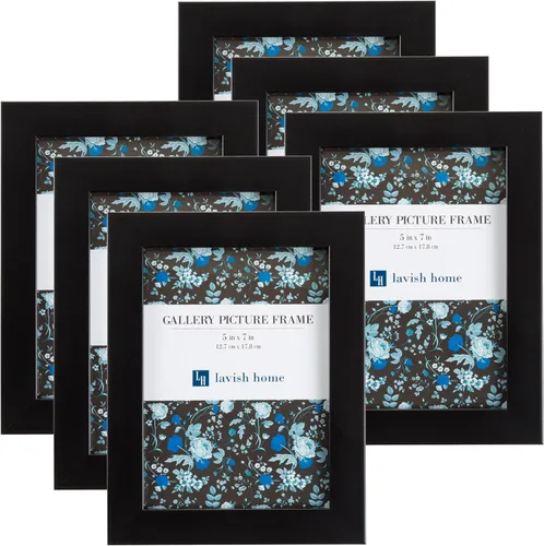 Vista 2 de Lavish Home - Juego de 6 marcos de fotos de 5 x 7 pulgadas con soporte y ganchos para pared de galería o retrato familiar, decoración de pared