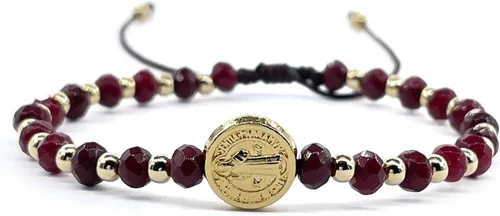 Vista 43 de St Benedict Coin and Natural Round Red Coral Beads Adjustable Bracelet for Women