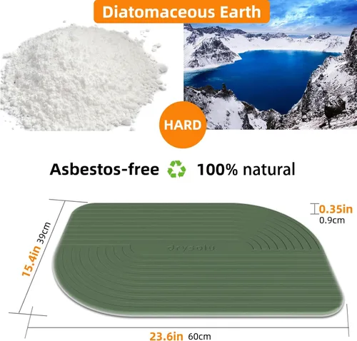 Vista 3 de Tapete de baño de piedra de tierra de diatomeas, tapete de ducha de piedra de secado rápido, ultra absorbente, tapete de diatomita, tapete