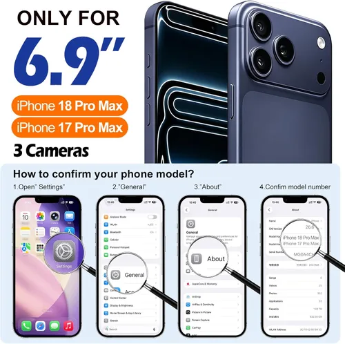 Vista 2 de ProtUTab Funda magnética para iPhone 18 Pro Max y 17 Pro Max Plateado