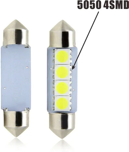 Vista 3 de 6 bombillas LED súper blancas de 1.614 in 4SMD 5050 para matrícula, cúpula, mapa, maletero, luz LED (6)