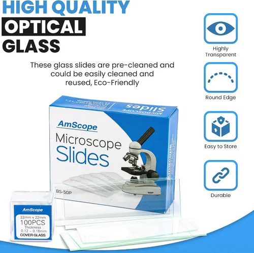 Vista 5 de AmScope Microscopio compuesto binocular para estudiantes y profesionales de la serie B120, aumento 40X-2500X, incluye escenario 3D, pinzas, juego