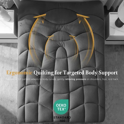 Vista 63 de Unikome Protector de colchón King impermeable ergonómico acolchado para 2-Gris