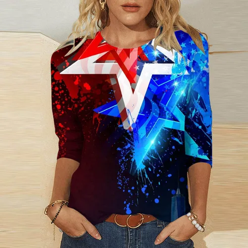 Vista 2 de Camiseta de lino de algodón para mujer, elegante, casual, para verano, a la moda, con estampado de margaritas, ajuste holgado, talla grande, cuello