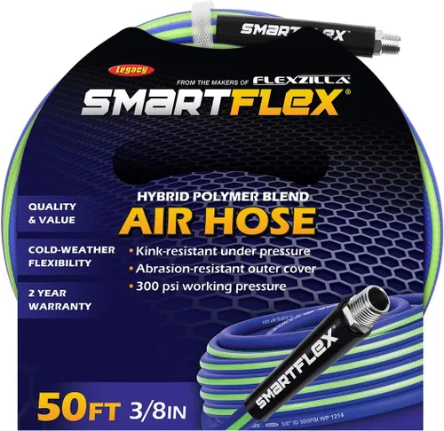 Vista 2 de SmartFlex Manguera de aire, 3/8 pulg. x 50 pies., Híbrido, Azul - HSF3850BL2