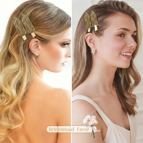 Vista 4 de 20 pinzas para el cabello de dama de honor, sin doblar, accesorios para el cabello de dama de honor, regalos de maquillaje, color marrón ámbar Ámbar