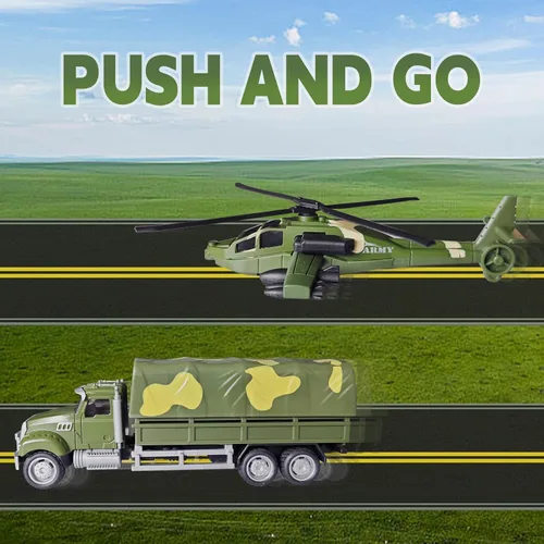 Vista 5 de OTONOPI Conjunto de vehículos militares variados modelos del ejército, helicóptero, tanque submarino, coche blindado, camión de transporte Panzer