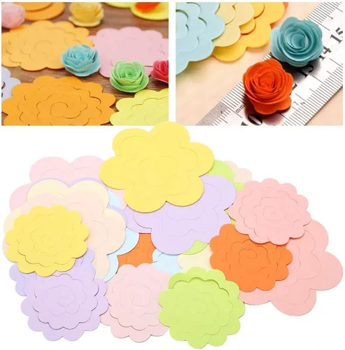 Vista 2 de Quilling Paper Blossom Paper Kit 20PCS Diseño de flores Colorido Kit de Quilling Papel Roseta Flor Quilling Paper (Color al azar)