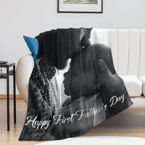 Vista 5 de Manta personalizada, manta personalizada con fotos: fabricada en Estados Unidos, regalos de cumpleaños para papá, mamá de hija o hijo, mantas