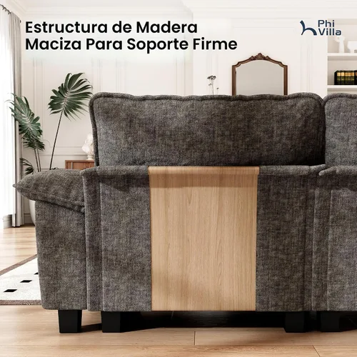 Vista 5 de PHI VILLA Conjuntos de sofás modulares Cloud, juego de sofá seccional de 2 piezas con sofá cama, sofá cómodo de 3 plazas para sala de estar y Ceniza