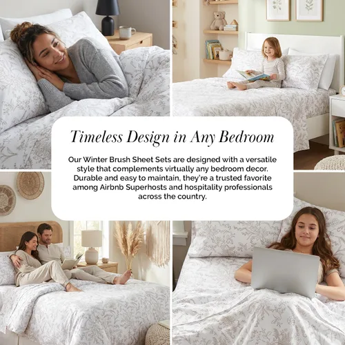 Vista 6 de Southshore Fine Living, Inc. Colección Winter Brush, juego de sábanas de 3 piezas para cama individual, sábana bajera con bolsillo profundo de 14