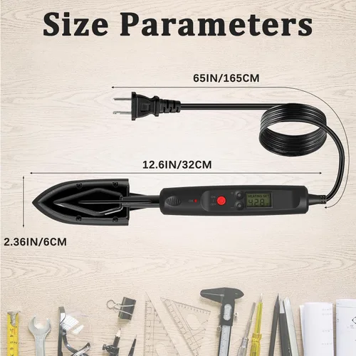 Vista 12 de Plancha de banda de borde con pantalla LCD, ajustable 212-428F (100-220C), soporte de metal, cable de alimentación de 98 pulgadas, 3 calcetines Negro