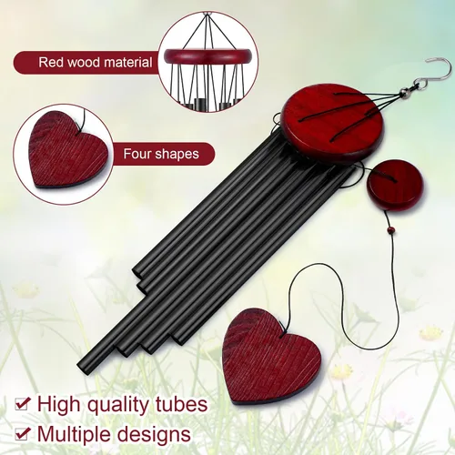 Vista 3 de Tatuo 4 Piezas Carillones de Viento Conmemorativos de 28 Pulgadas de Madera Carillones de Viento de Condolencia Regalo de Condolencias DIY