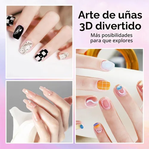 Vista 8 de Kit de gel de uñas 3D de 15g (0.53 onzas) y polvo cromado, gel esculpidor pegamento de arte de uñas para diseños artísticos DIY tallado moldeado Gel