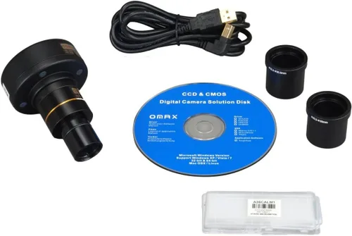 Vista 2 de Omax - Cámara digital microscópica con USB, software avanzado y diapositiva de calibración (compatible con Windows 8 y 10, Mac OS X, Linux)
