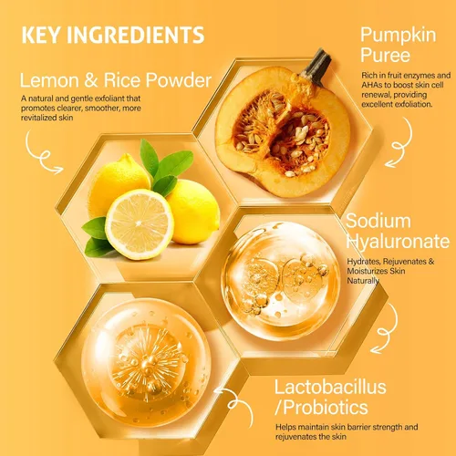 Vista 3 de RIHAKO Regalos de Pascua para mujeres, máscara facial con enzimas de calabaza, cuidado de la piel, mascarilla facial exfoliante iluminadora