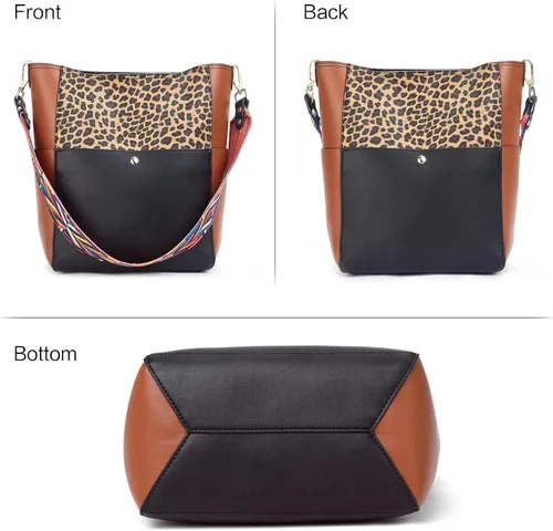 Vista 18 de BROMEN Bolsa Hobo para mujer, diseñada con cuero vegano, de hombro, bandolera