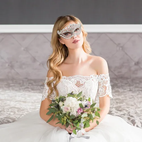 Vista 8 de Toyvian Máscara de disfraz con diamantes de imitación brillantes, máscara de baile de graduación, máscara veneciana de Mardi Gras para mujeres