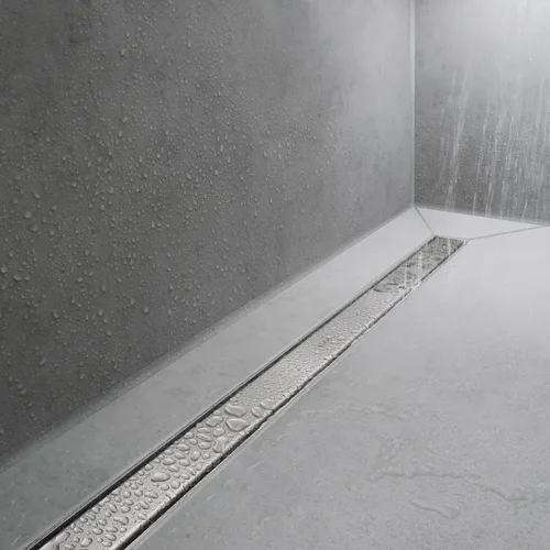 Vista 2 de hansgrohe RainDrain Match - Drenaje de ducha lineal para 31 1/2 pulgadas, áspero con marco de altura ajustable en acero inoxidable cepillado