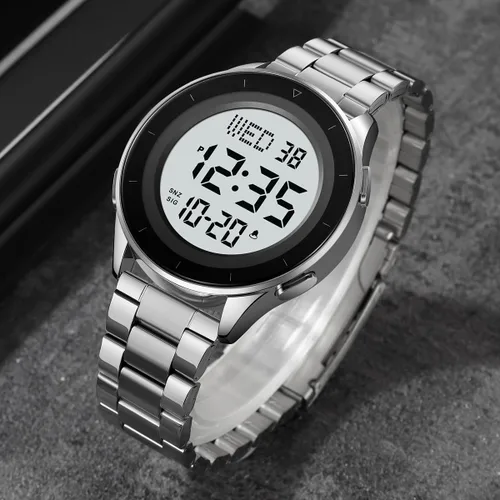Vista 4 de Reginald Relojes para hombres Multifunción impermeable Reloj digital LED de pantalla grande Reloj digital cronógrafo de acero inoxidable Reloj