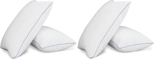 Vista 10 de VAINOC Juego de 2 almohadas de tamaño estándar, transpirables de la colección de hotel para dormir, relleno de microfibra alternativa de plumón