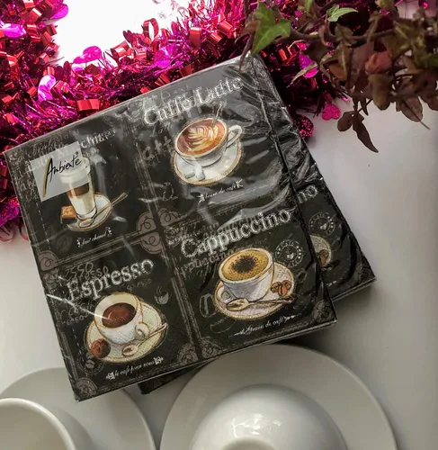 Vista 8 de Servilletas de café de 20 unidades, servilletas de papel decorativas en blanco y negro para decoupage, servilletas de papel de otoño, servilletas