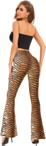 Vista 6 de Pantalones acampanados de pierna ancha con estampado de leopardo y serpiente para mujer