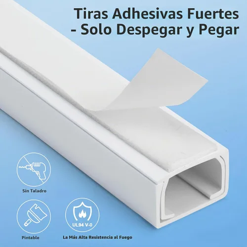 Vista 6 de Ocultacables de Pared para Un Cable, Cubiertas de Cable de Pared de 136 pulgadas, Kit de Cubierta de Cable de Instalación Fácil, Canaleta de Cables