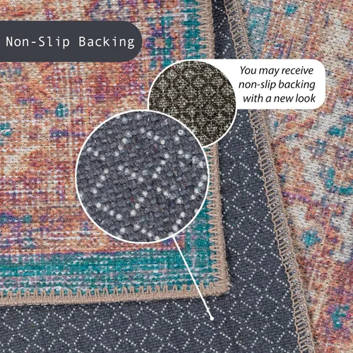 Vista 155 de GLN Rugs Traditional Collection - Alfombra de felpilla lavable a máquina, tradicional lavable, antideslizante, alfombra de felpilla de pelo corto