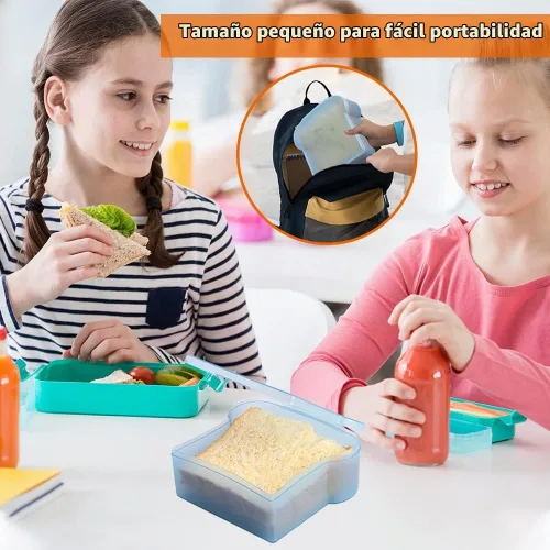 Vista 5 de Abnaok 4 recipientes de sándwich de 20 onzas para loncheras, caja de sándwich con forma de tostada, caja de sándwich con tapa, soporte para sándwich