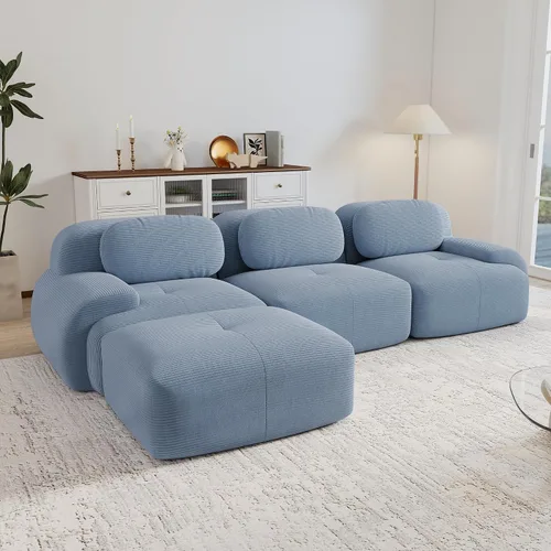 Vista 124 de Sofás seccional modular de 80" sin huesos modernos para sala de estar, juego de sofás comprimidos de 2 plazas con asiento profundo, sin necesidad