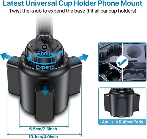 Vista 3 de Miracase Soporte para teléfono en el portavasos del coche, [Versión mejorada] Soporte para tazas de coche con cuello largo ajustable, soporte