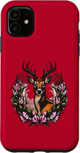Vista 7 de Arkansas Deer with Antlers and Apple Blossom Tattoo Art Case for iPhone 17