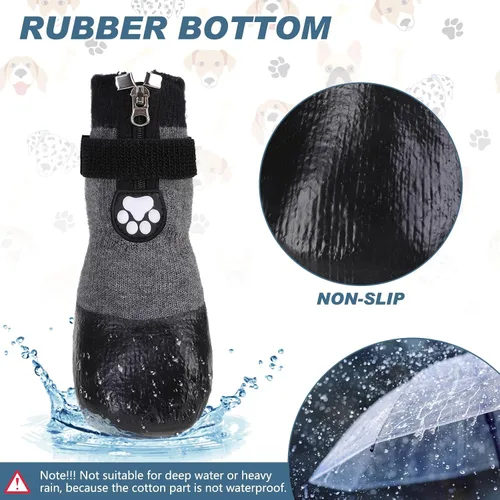 Vista 3 de Botas para perro, calcetines impermeables para pavimento caliente, botines antideslizantes para perros, protectores de patas para suelos de madera