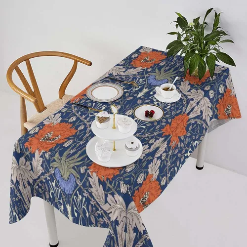 Vista 149 de Mantel Floral Retro de Pájaros, Diseño Original Bohemio William Morris Estampado Cubierta de Mesa para Hogar Picnic Fiesta Comedor Cocina William