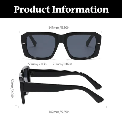 Vista 4 de LJCZKA Gafas rectangulares con bloqueo de luz azul para mujeres y hombres, de gran tamaño, marco grueso, anteojos cuadrados para computadora