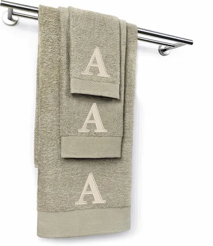 Vista 3 de Kaufman - Juego de toallas de baño bordadas personalizadas de calidad de hotel, toalla de mano y toallas para los dedos, 100% algodón para baño