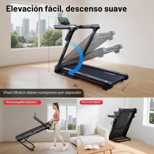 Vista 7 de YESOUL Treadmills for Home, 3.5HP Folding Treadmill with Handrail, 300 lbs Capacity, 18-Inch Wide Deck, Quiet Shock Absorption, LED Display &