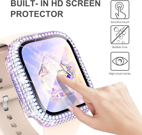 Vista 4 de KADES - Paquete de 10 fundas brillantes con protector de pantalla para Apple Watch de 1.772 in Full Protection, Built-in Screen Protector