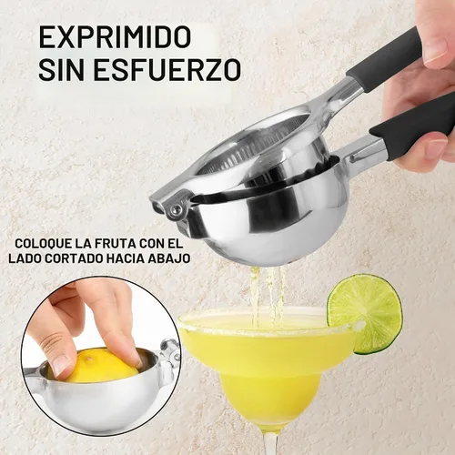 Vista 7 de Zulay Kitchen Exprimidor de limón de acero inoxidable, antideslizante, diseño ergonómico con cuenco exprimidor sólido y resistente, exprimidor negro