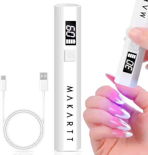 Vista 13 de Makartt - Lámpara de uñas LED de mano con modo indoloro para curar gel constructor blanco-1