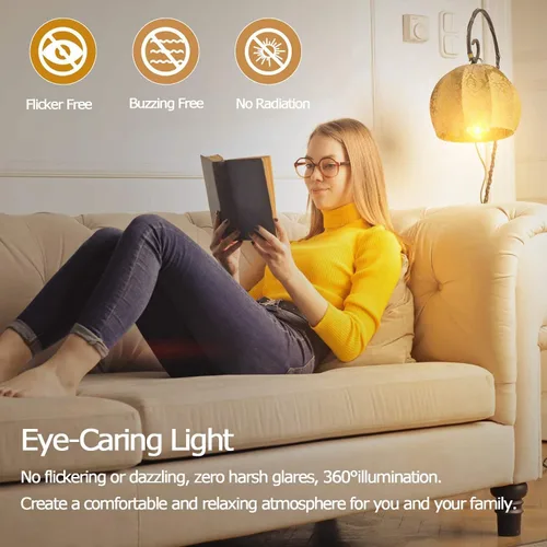 Vista 4 de XININSUN Bombillas LED esmeriladas T10, color blanco cálido 2700 K, bombillas LED Edison tubulares regulables de 6 W, equivalente a 60 vatios, 600