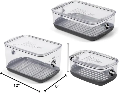Vista 2 de Progressive ProKeeper Contenedor de almacenamiento de productos ProKeeper apilable con sistema de ventilación Stay-Fresh (PKS-3PC-Produce+)